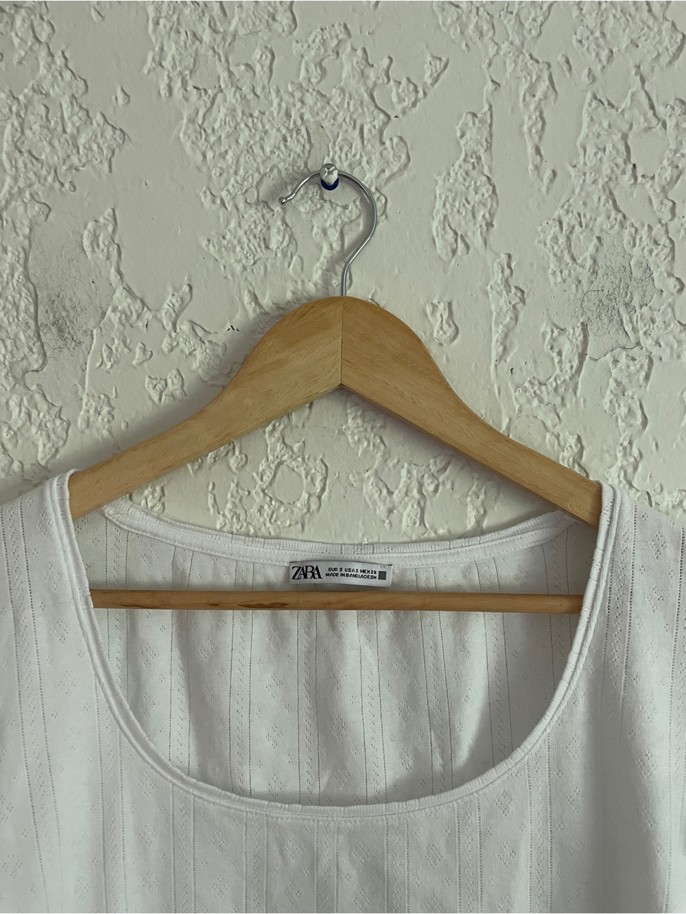ZARA Cotton Pointelle White Top - Picture 3 of 4